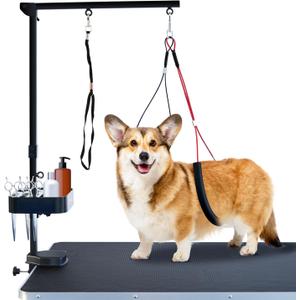 SHELANDY Pet Grooming arm with clamp for Large and Small Dogs - 35 inch Height Adjustable and Free Two No Sit Haunch Holder,Black