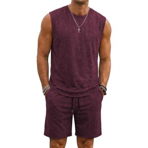 JMIERR Men's Vintage Acid Wash Two Piece Set Tank Top and Shorts