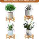 Plant Stand Indoor, Bamboo & Wood Plant Holders Indoor Stand, No Screws Required Stable Outdoor Plant Pot Stand, Wooden Stand for Plants Fit 5-15 Inch Pots, Support 190lb Adult