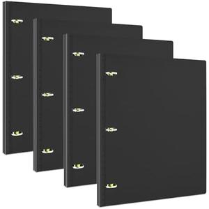 INFUN 1 Inch Telescoping 3 Ring Binder- 2 PCS-Black, Portable Plastic Binder with Telescoping Spine, 3 Ring Binders with Foldable Front Cover Holds 8.5" x 11" Paper for School,Office and Homes