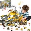 Toys for 3 Year Old Boys - SMIESSKIDDO 68 PCS STEM Construction Race Track Set with Music & Mining Scenes | Montessori Learning Gift for Toddlers Ages 3-6, Durable & Easy Build Car Tracks