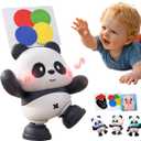 Cuddobaby Dancing Panda High Contrast Musical Toy| Independent Tummy Time |0-6M 6-12M, Changing Lights| Hands-Free Flash Card Holder for Newborns, Crawling Encourage for Infants, Drop-Proof