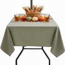 Outdoor Tablecloth with Umbrella Hole - Patio Table Cloth Zippered Square 60x60 Inch, Khaki Linen-Look Polyester Table Cover Water Resistant for Picnic Outside