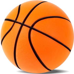 Silent Basketball-Size 7 (29.5") Upgrade Dribble Dream Silent Basketball, Grooved Airless Foam Technology for Soundless for Foam Indoor Training Ball for Various Indoor Activities (Orange)