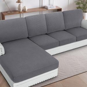 H.VERSAILTEX 2025 New Sectional Couch Covers 8 Pieces Stretch Sofa Covers for Sectional Sofa Set Separate L Shaped Couch Cover for Both Left/Right Couch (Seat and Back: 1 Chaise + 3 Sofa, Grey) H.VERSAILTEX 2025 New Sectional Couch Covers 8 Pieces Stretch Sofa Covers for Sectional Sofa Set Separate L Shaped Couch Cover for Both Left/Right Couch (Seat and Back: 1 Chaise + 3 Sofa, Grey)