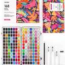 Grabie Watercolor Paint Set, Watercolor Paints, 168 Colors, Painting Set of Coloring Book, Water Brushes and Drawing Pencil, Art Supplies, Perfect Starter Kit for Watercolor Painting