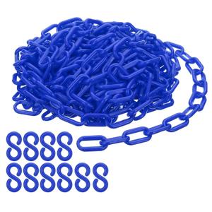 PATIKIL Plastic Chain Links, 30 Feet Safety Chains, Blue Plastic Chains for Barriers, Crowd Control, Queue Lines, Parking, Fences, Gate, Concerts, and Decoration