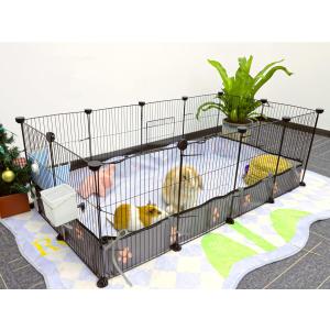 CHEGRON Guinea Pig Cages 8 Sq Ft Expandable C&C Cage Habitats for 2 Small Animal Pet Playpen Metal Grids Indoor Rabbit Fence Hedgehog Cage with PVC Bottom, 48 x 24 x 15.7 inch, 12 Panels (Grey-with Rope Liner)