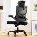 Marsail Ergonomic Office Chair: Office Computer Desk Chair with High Back Mesh and Adjustable Lumbar Support Rolling Work Swivel Task Chairs with Wheel 3D Armrests and Headrest (Black)