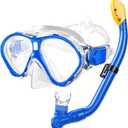 Gintenco Kids Snorkel Set, Diving Mask for Children as Unisex Kids Swimming Goggles, Anti-Fog Diving Mask and Dry Top Snorkel Combo Set for Junior and Youth (Blue)