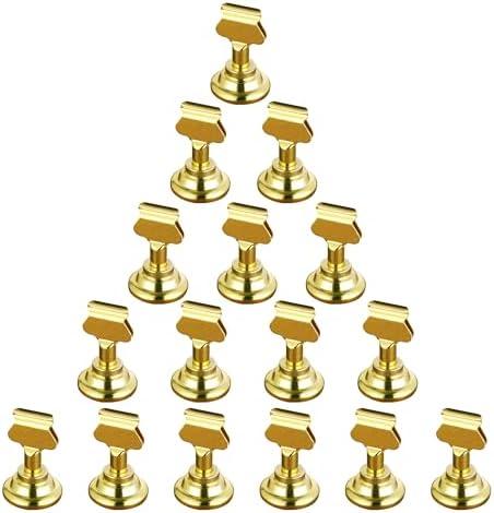 ERYTLLY 16 PK Place Card Holders 1.7 inches Table Card Holder Steel Card Holders for Weddings,Birthdays,Photos, Memo Notes, Restaurants (Gold)