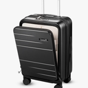 LUGGEX Carry On Luggage 22x14x9 Airline Approved, FLO5 Expandable Polycarbonate Suitcase with Front Pocket (FX-Core, Black, 20 Inch)