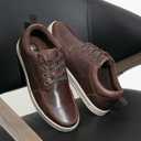 Jousen Men's Leather Fashion Sneakers Retro Dress Business Casual Shoes for Men (13, Amy5122-darkbrown)