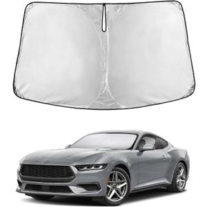 EcoNour Windshield Sunshade Compatible for Ford Mustang (NOT for Ford Mustang Mach-E) 2015-2024 2025 2026, Sun Visor for Front Windshield & Window Sun Shade Cover, UV Heat Protector, Car Accessories