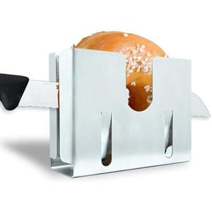 Stainless Steel Bagel Slicer and Cutter, Bagel Holder for Slicing Small and Large Bagels, Bagel Cutter Slicer with Bun Holder and Slicing Guide - Perfect Bagel Slicer for Large Bagels, Set of 2