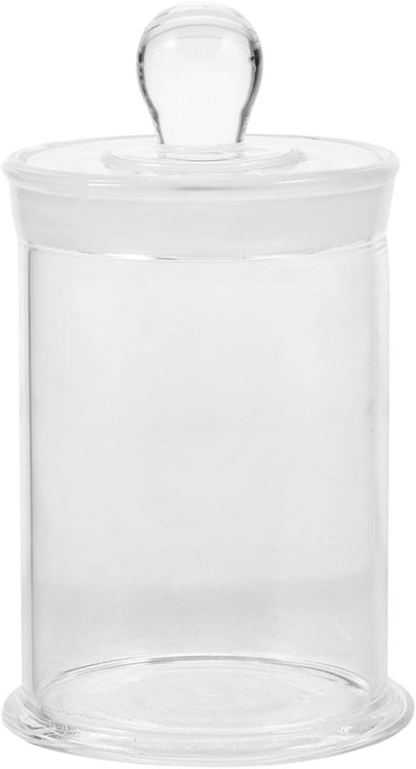 Healifty Glass Specimen Bottle 4.7 Inch Clear Round Sample Jar with Lid Reusable Chemical Container for Lab and Industrial Use