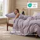 Bedsure 100% Washed Cotton Duvet Cover King Size - Lavender Minimalist Bedding Set Linen Like - PureWoven Plain Simple & Soft Comforter Cover for All Seasons (Lavender, King, 104"x90")