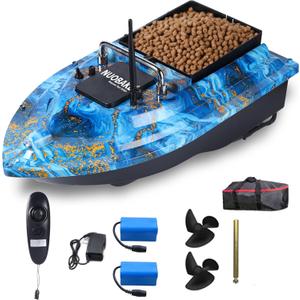 Bait Boat,RC Bait Boat,2.4G 546yd Remote Control with 4.4lbs Capacity, Dual 5200mAh Batteries, ABS Heavy-Duty Hull, Brushless Motors & Night LED, 19 X 10.43 X 6 Inches