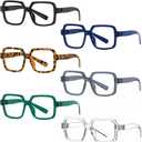 Eyekepper 6 Pack Metalless Screwless Spring Hinges Reading Glasses Oversized Square Readers for Men Women +2.25