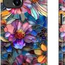 LUMARKE for iPhone 14 Case/iPhone 13 Case Cute,Aesthetic Vintage Purple Flower Girly Shell,Compatible with Magsafe,Trendy Unique Fancy Retro Protective Slim Silicone Phone Cover for Women Girls (Vibrant Defined Blossoms)