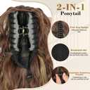 Ponytail Extension 18" Curly Wavy Pony Tail Claw Multi Layered Clip on Ponytail Extension Fluffy Natural Looking Synthetic Hair Piece for Women(Light Brown with Blonde)