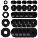 30 PCS Rubber Spacer 5 Sizes Black Non-Slip Thick Grommets Vibration Isolation Round Rubber Flat Washers Spacers Washers for Home and Car Accessories