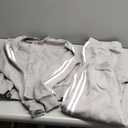 CHICME Women's Three Piece Outfits Striped Tape Patch Tank Tops Bomber Jacket with Sporty Pants Tracksuit Lounge Sets, XL