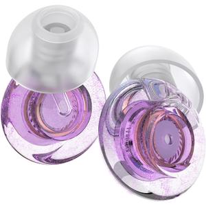 Purple Silicone In-Ear Ear Plugs, 2 Pack High Fidelity Ear Plugs for Concerts, Raves, Work, Musicians, 5 Pair Ear Tips in S/M/L, 18-25 dB Noise Cancelling