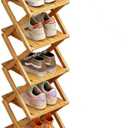 Bamboo Shoe Rack - No Assembly Required, Tall Narrow Foldable Shoe Organizer, Space-Saving Multifunctional Shelf for Entryways, Corners, Bedrooms, Balconies, 6 Layer(Reinforced and Thickened)
