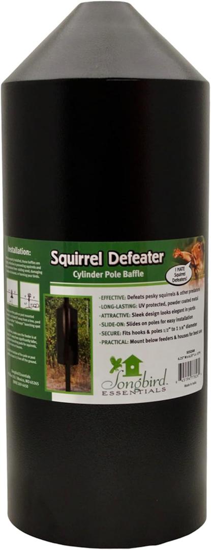 Songbird Essentials Squirrel Defeater Cylinder Pole Baffle, 6 Inch Diameter, 15 Inches High