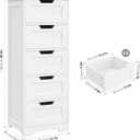 FOTOSOK Bathroom Cabinet, Bathroom Storage Cabinet with 5 Drawers, Wooden Storage Cabinets with Cut-Out Handles, 11.8 x 15.7 x 40.1 Bathrooms Floor Cabinets for Hallway/Living Room, White