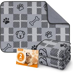 LOOBANI Washable Pee Pads for Dogs: 18"x24" 2 Pack Reusable Pee Pads Dogs, Puppy Pad Washable Waterproof Leakproof, Non-Slip Pet Whelping Pads Potty Training Pad for Dog Playpen, Crate, Grey