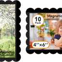 Mingting Magnetic Picture Frame, 10 Pack Magnetic Frame Reusable, Magnetic Photo Frames for Refrigerator 4x6 With Wavy Border, Refrigerator Magnets for Pictures Suitable Home, School, Office (Black)