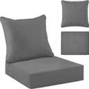 Tingjoo 1 Set 24x24x4 Inch Outdoor Chair Cushions Covers, Waterproof UV Resistant Patio Cushion Replacement Seat Slipcovers, and 24 x 20 Back Covers with Zipper for Furniture, Deep Seat Sofa (Gray)