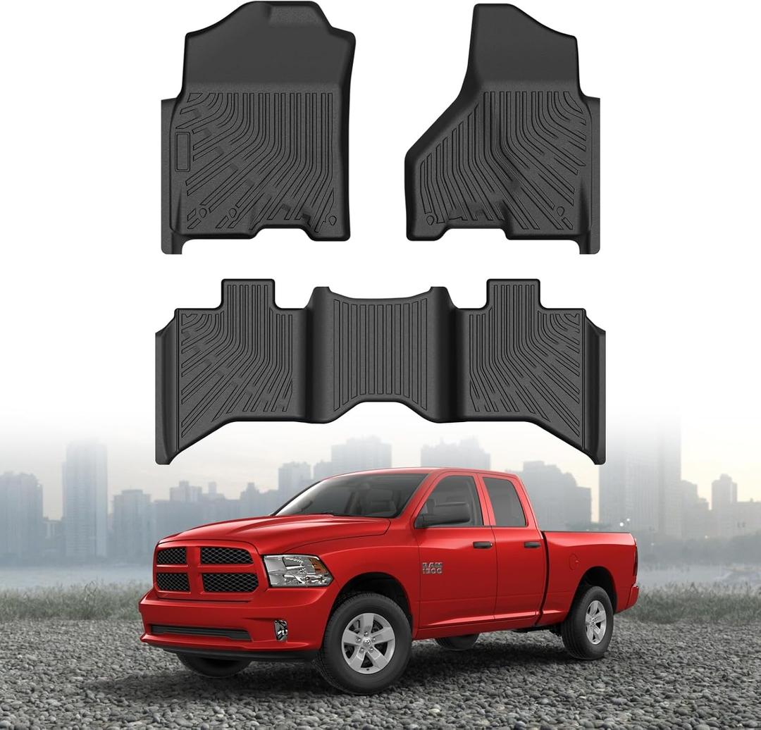 Cartist Floor Mats for 2013-2018 Dodge Ram 1500 Crew Cab & | 2019-2024 Ram 1500 Classic Quad Cab (Not for New Body), All Weather Floor Mat for Ram Accessories, Heavy Duty TPE Car Mats
