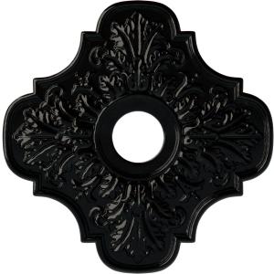 Ekena Millwork CM17PEBPS Peralta Ceiling Medallion, 17 3/4"OD x 3 1/8"ID x 1"P, Hand-Painted Black Pearl