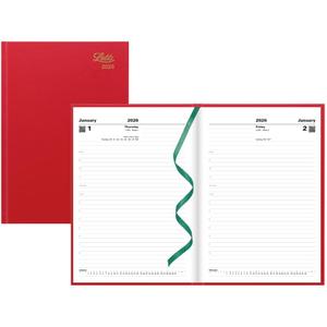 Letts of London 2026 Standard Daily Planner, 12 Months, January to December, Day-Per-Page, A5 Size, 8.25" x 5.875", Perfect Binding, Leather-Look Cover, English, Burgundy (C10XBY-26)