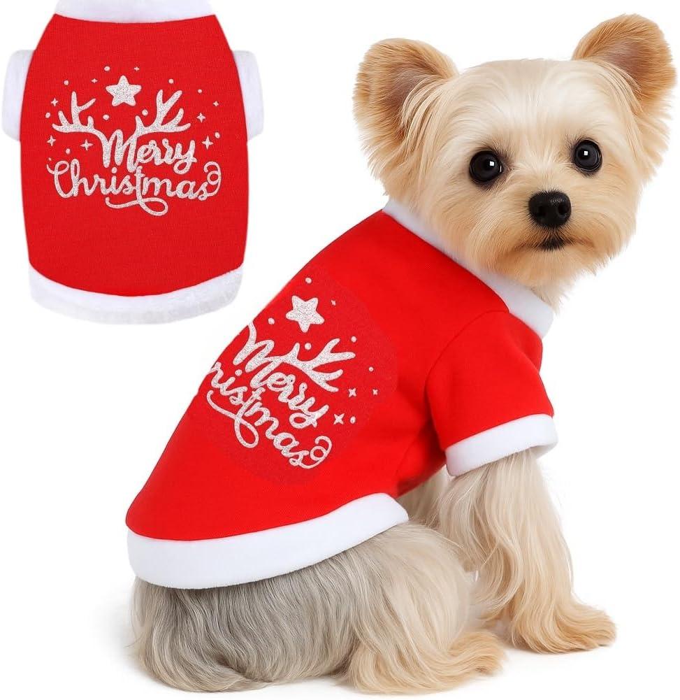 Dog Christmas Outfit, Christmas Dog Clothes Sweater Pajamas, Fleece Dogs Fall Winter Sweater Male Female, Small
