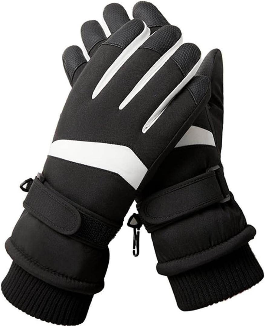 Winter Ski Gloves for Women,Windproof Snow Touchscreen Thermal Gloves, Warm Thickened with Fleece for SkiingCycling (Black)