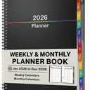 Dunwell Planner Book 2026, 8.5x11 Weekly Monthly Planner, Jan to Dec 2026, Large Calendar Book with Colorful Tabs, Bookmark, Free Stickers, Daily Calendar Planner Organizer