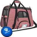 PetAmi Airline Approved Pet Carrier for Cat, Soft Sided Dog Carrier for Small Dog, Cat Travel Supplies Accessories Indoor Cats, Ventilated Pet Carrying Bag Medium Kitten Puppy, Large Heather White Red