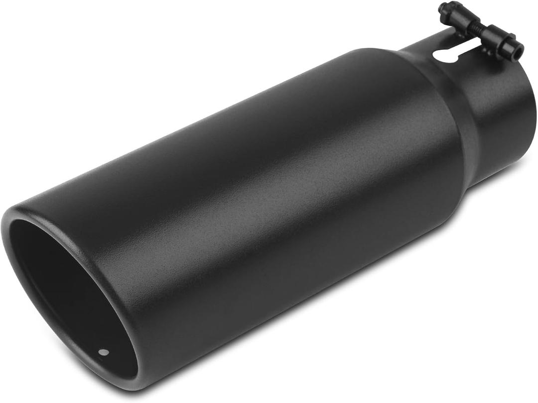 3 inch Inlet Exhaust Tip, 4" Outlet 12" Overall Length Stainless Steel Exhaust Tail Pipe, Bolt-On, Polished Tailpipe, Black(Fit for Tailpipe Outlet is 3", must OD not the ID)