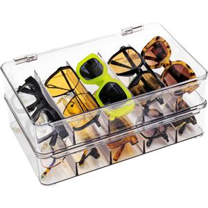 Sunglass Organizer, Clear Glasses Holder for Nightstand and Storage, Prescription Eye Glasses Display Case