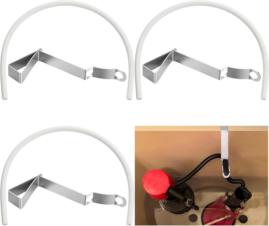 Pushglossy 3 Pack Refill Tube and Clamp Replacement Toilet Repair Kit Flexible Overflow Replacement Hose 15" 5/8mm Fill Valve Refill Tube with Clip (White)