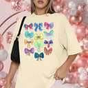 Princess Bow Shirt for Women Bow Graphic Printed T-Shirt Magic Cute Princess Shirts Asethetic Tees Summer Casual Tops (Beige, S)