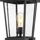 zeyu 360 Exterior Post Light Fixture, 25 Inch Dawn to Dusk Motion Sensor Light, 4 Lighting Modes, Die-Cast Aluminum with Seeded Glass Shade, Black Finish, ZW105P-M-SE BK