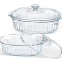 M MCIRCO 4-Piece Glass Casserole Baking Dish, Set of 2 Casseroles With Glass Lids, 1.9 Qt and 3 Qt