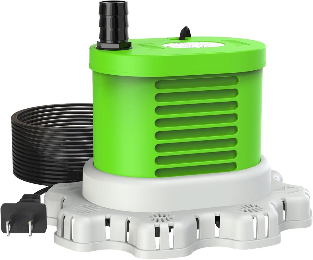 AgiiMan Pool Cover Pump Above Ground - 850 GPH Submersible Water Pump for Pool Draining, Portable Small Sump Pumps with 16' Drainage Hose and 25' Power Cord, 3 Adapters, Green