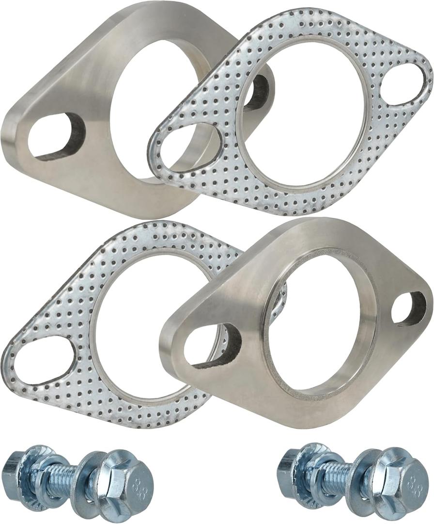 1.75 Inch 2 Bolt Exhaust Flange and Gasket,Stainless Steel Exhaust Flange Connection Set with Flange Bolts and Nuts (45mm) 1.75 Inch 2 Bolt Exhaust Flange and Gasket,Stainless Steel Exhaust Flange Connection Set with Flange Bolts and Nuts (45mm)