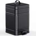 CEROELDA Small Trash Can with Lid-5L/1.3 Gal, Stainless Steel Outdoor Dog Poop Garbage Can-Farmhouse Retro Metal Waste Bin w/Step Pedal for Bathroom Bedroom Office-Soft Close-Black